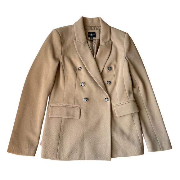 Jules Leopold Tan Brown Double Breasted Blazer Size M Preppy Academia Classic - Picture 3 of 10